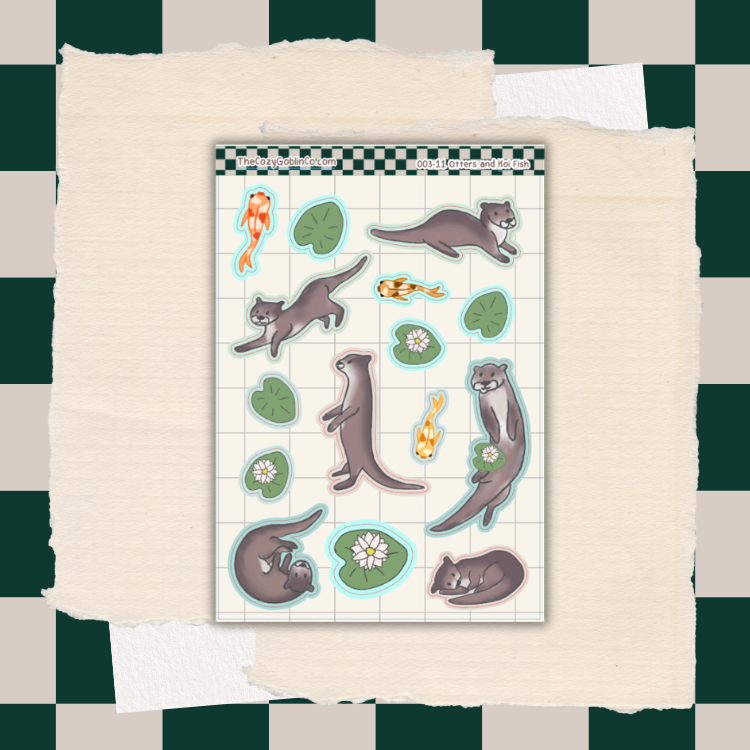 Otters and Koi Fish Deco Stickers