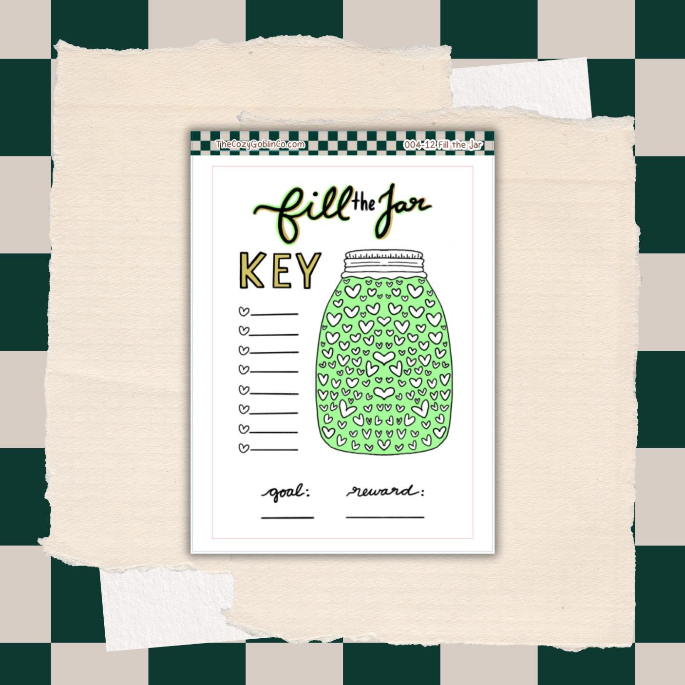 Fill the Jar Goal Tracker Stickers | Habit Reward Chart Page