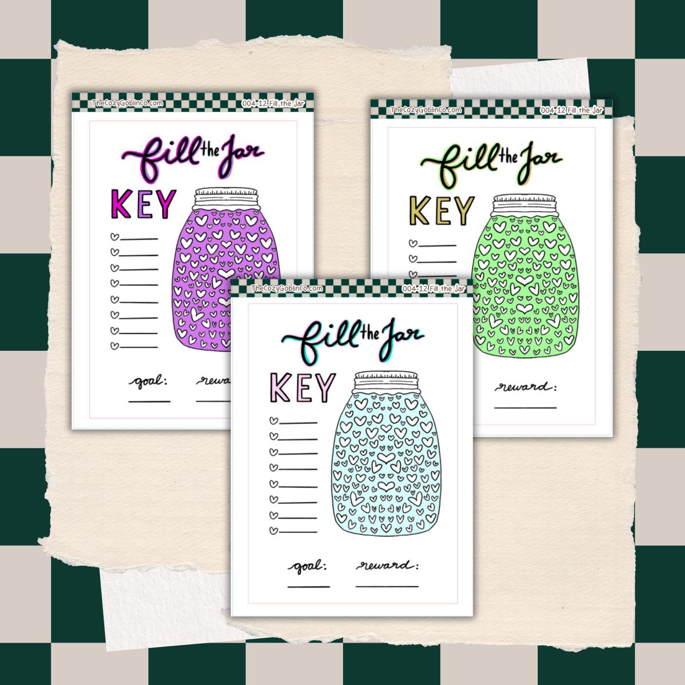 Fill the Jar Goal Tracker Stickers | Habit Reward Chart Page