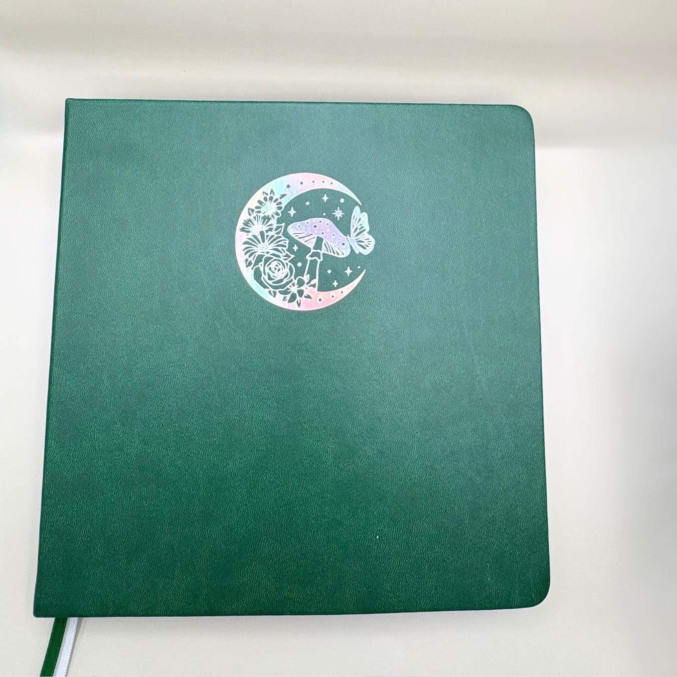 Mystical Moon Journal: Silver Holo Foil Dot Grid Notebook