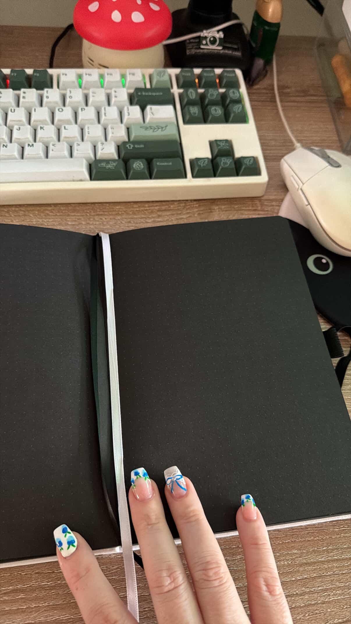 A5 Dot Grid Blackout Vegan Leather Journal: Panda with Black Foil Design