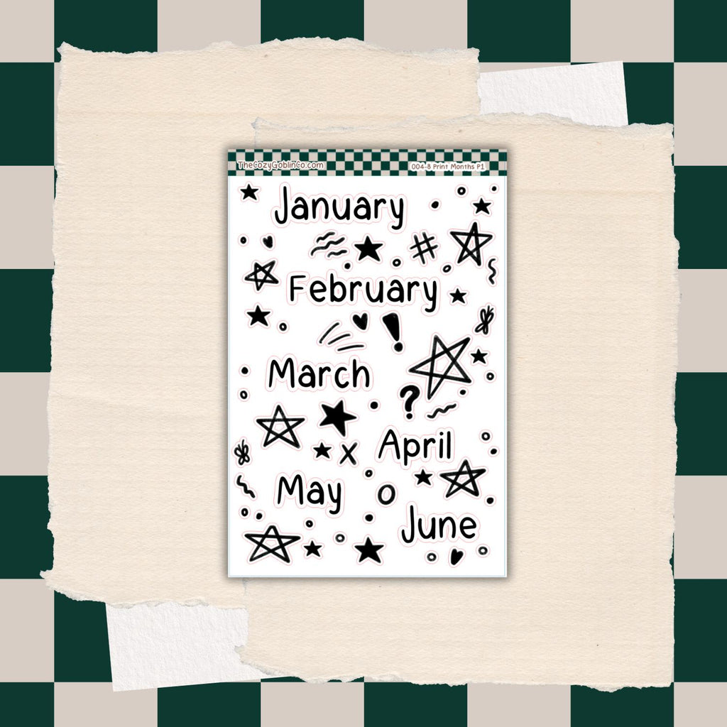 Hand-Drawn Monthly Stickers | Whimsical Planner & Journal Accents