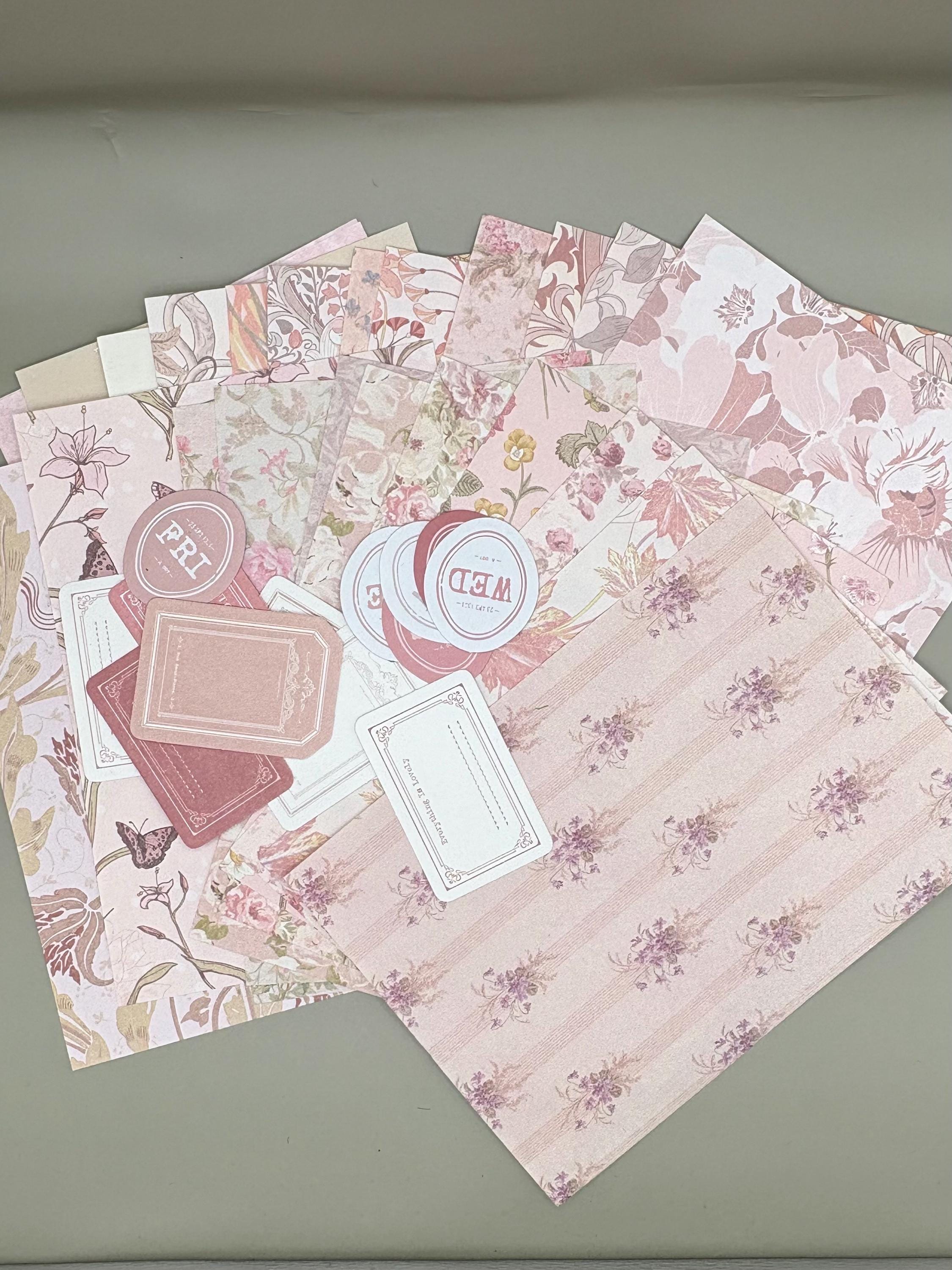 Floral Ephemera Stickers and Papers Bundle (Rouge)