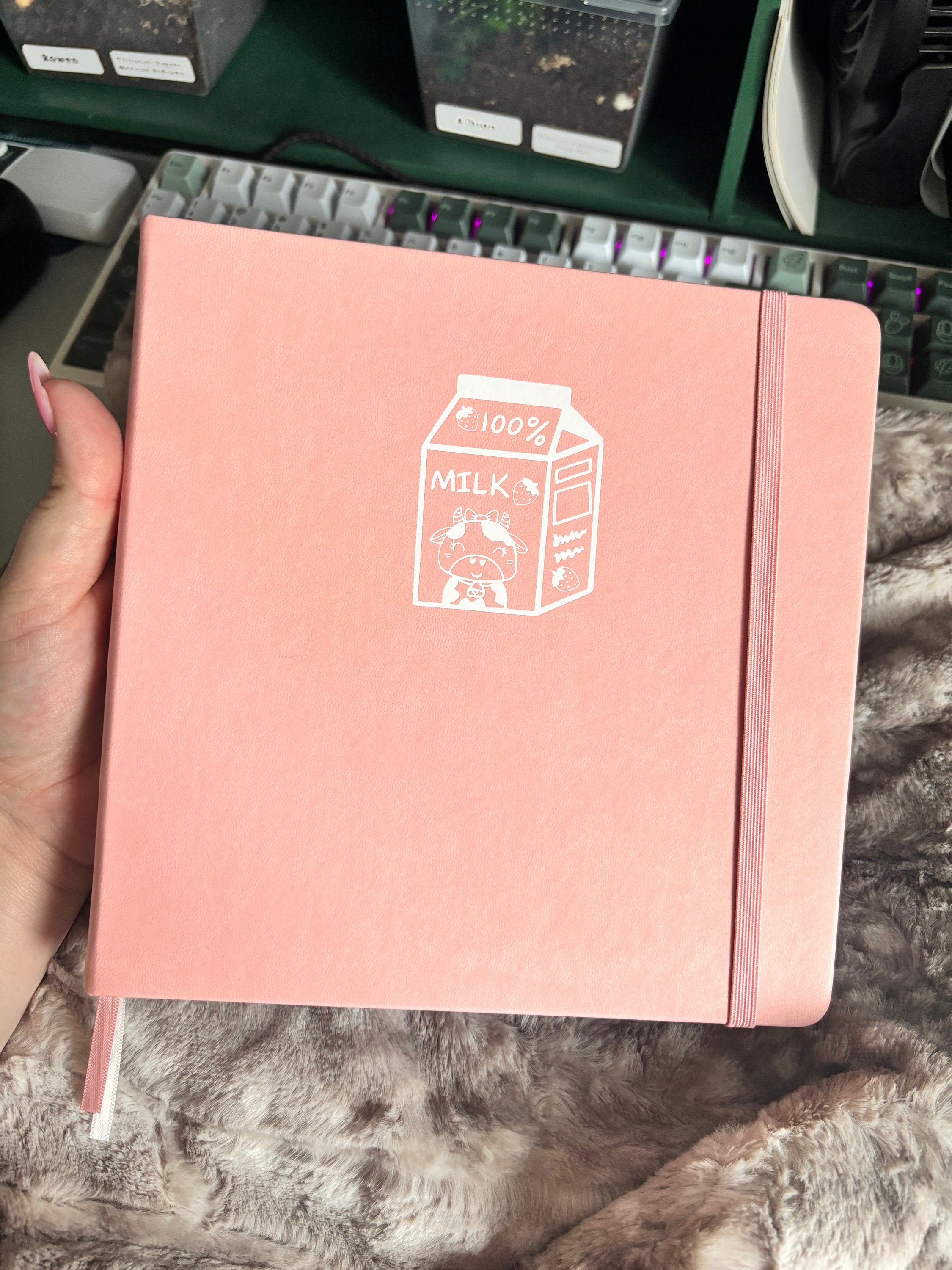 Strawberry Milk Cow Square Dot Grid Journal | 160gsm Notebook