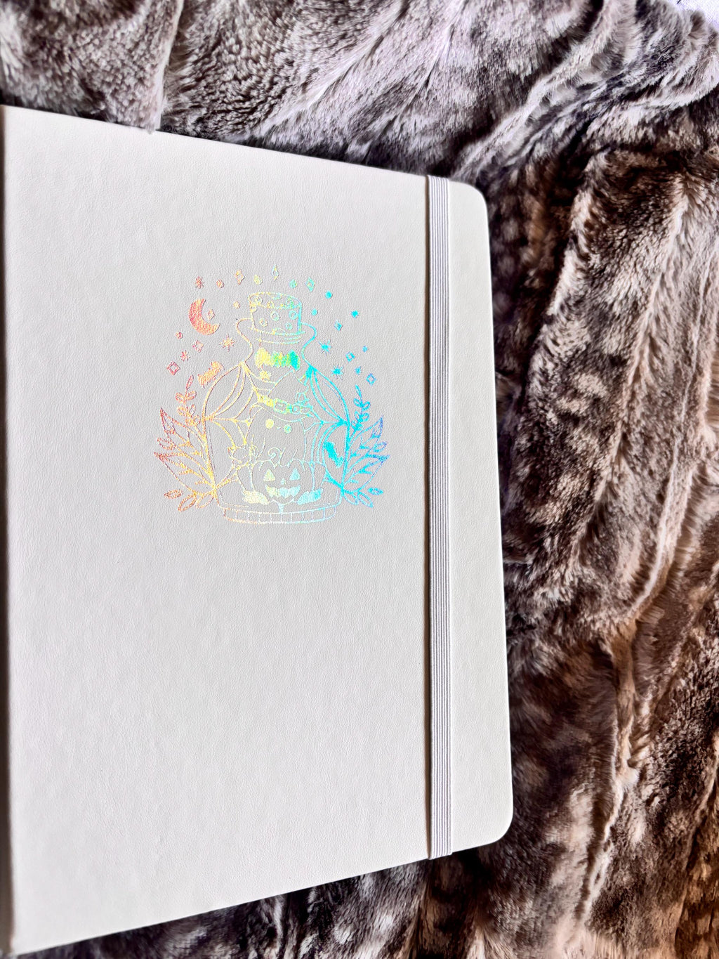 Holographic Ghost Notebook: Vegan Leather A5 Dot Grid Journal