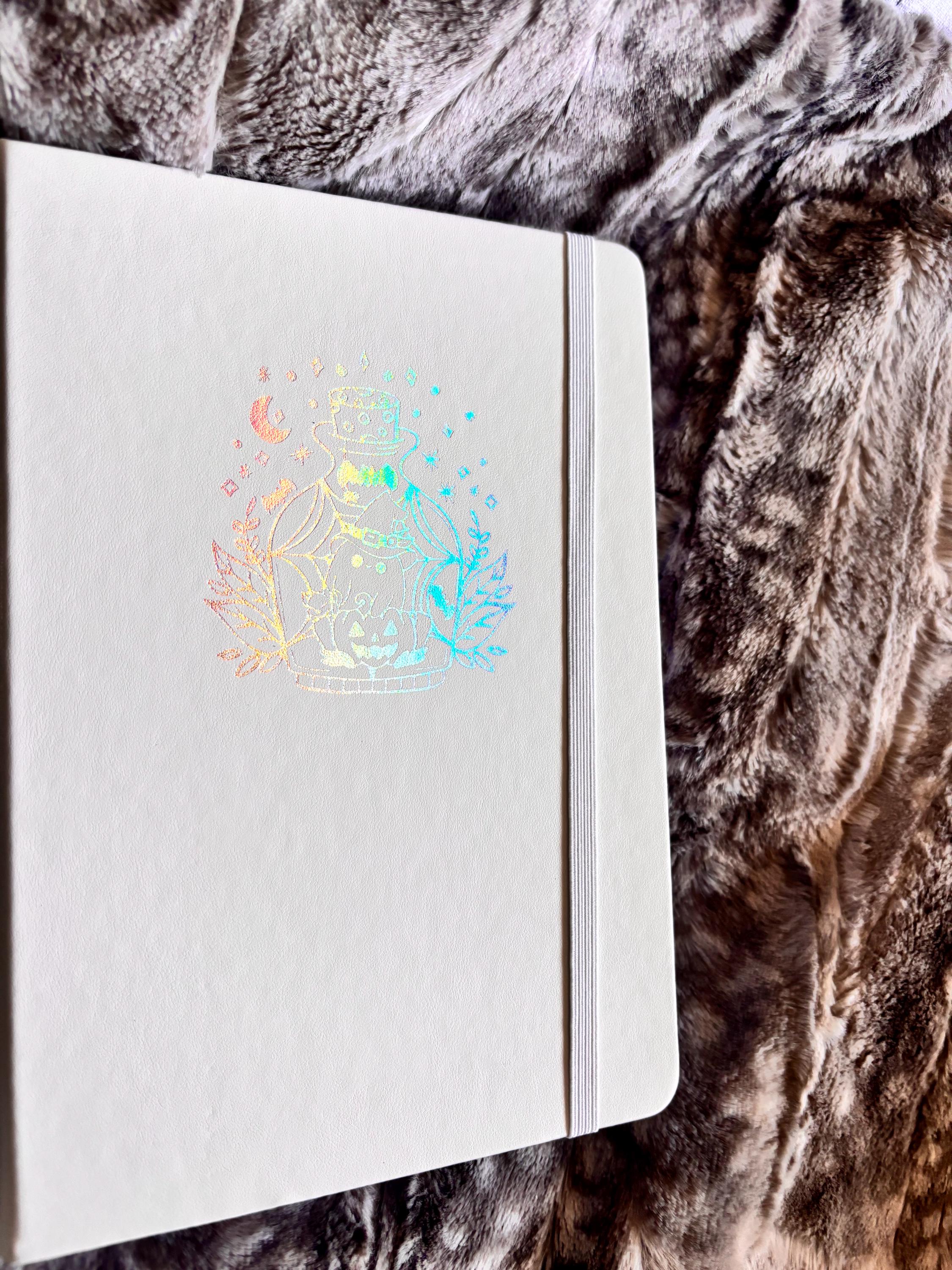 Holographic Ghost Notebook: Vegan Leather A5 Dot Grid Journal