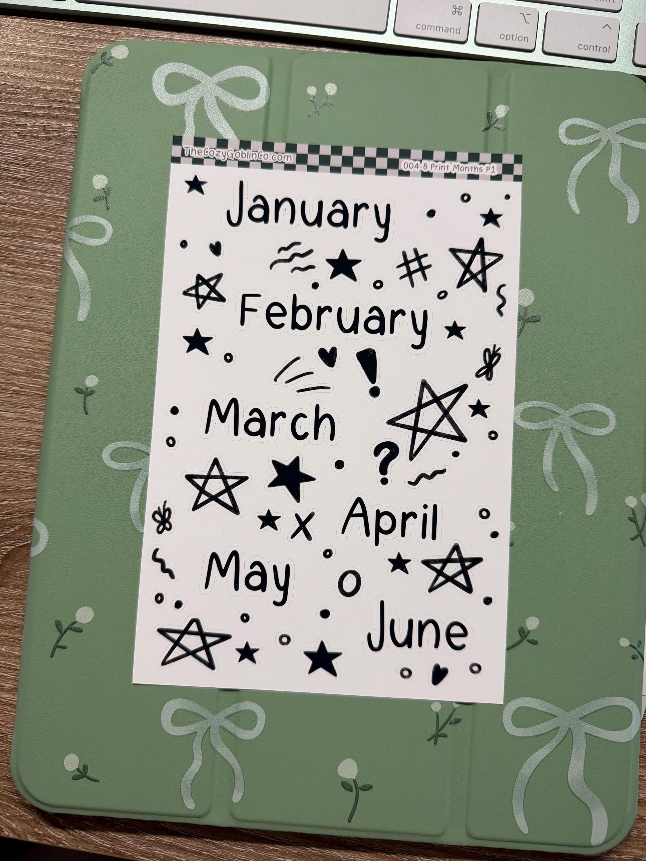 Hand-Drawn Monthly Stickers | Whimsical Planner & Journal Accents