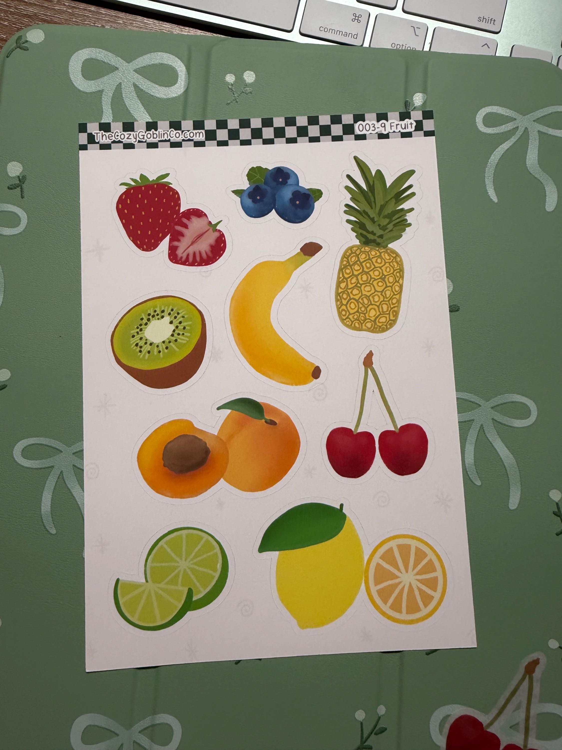 Fruit Planner Deco Sticker | Functional Weekly Stickers | Colorful Fruit Stickers | Journal & Scrapbook Deco | Cute Summer Stickers