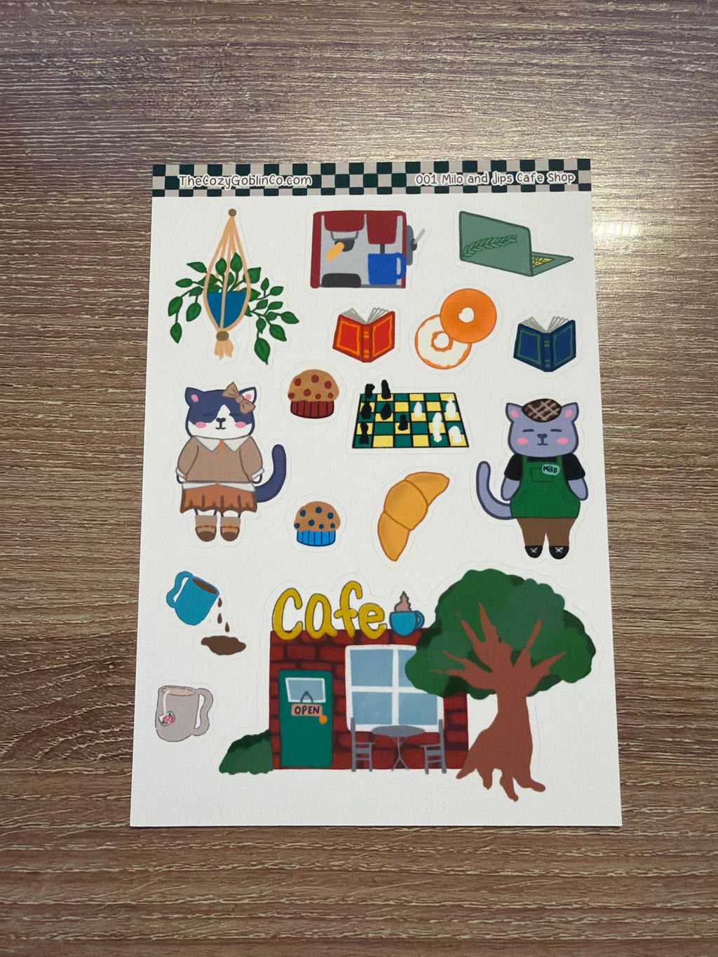 Milo & Jips Cafe Shop Journal Stickers | Planner Stickers - Hand Drawn by TheCozyGoblinCo