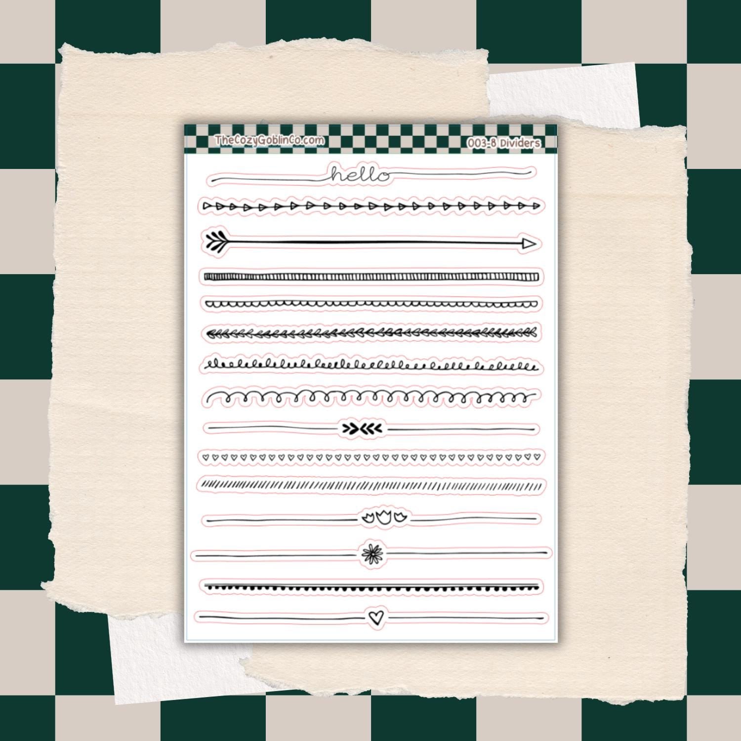 Divider Planner Stickers | Journal Accents Sheet