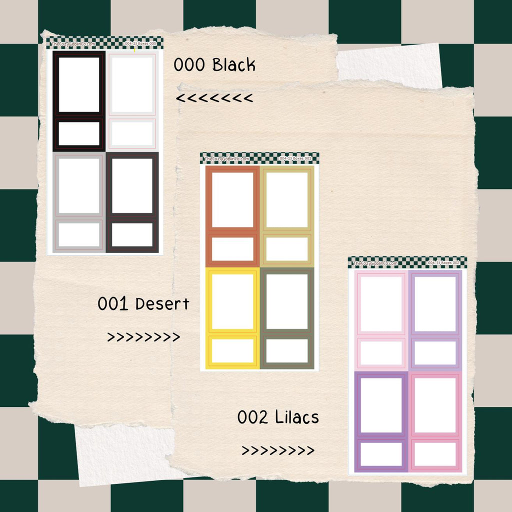 Color edge boxes Journal Stickers | Planner Stickers
