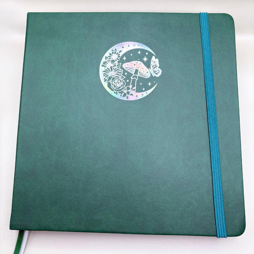 Mystical Moon Journal: Silver Holo Foil Dot Grid Notebook