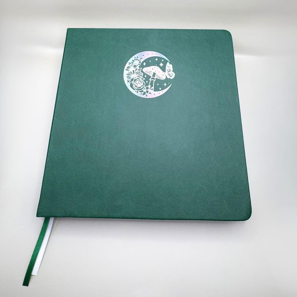 Mystical Moon Journal: Silver Holo Foil Dot Grid Notebook