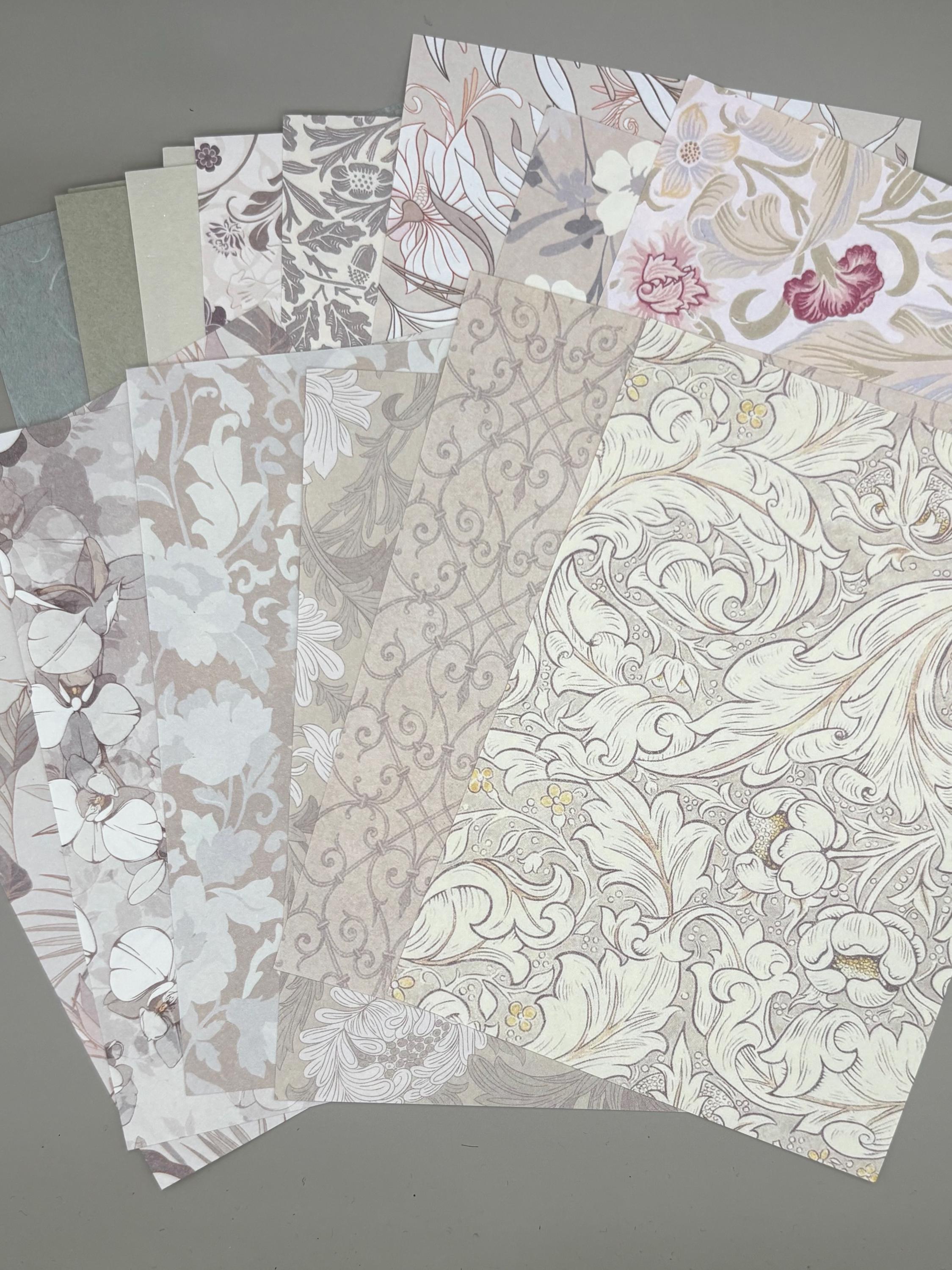 Floral Ephemera Stickers and Papers Bundle (Olive)