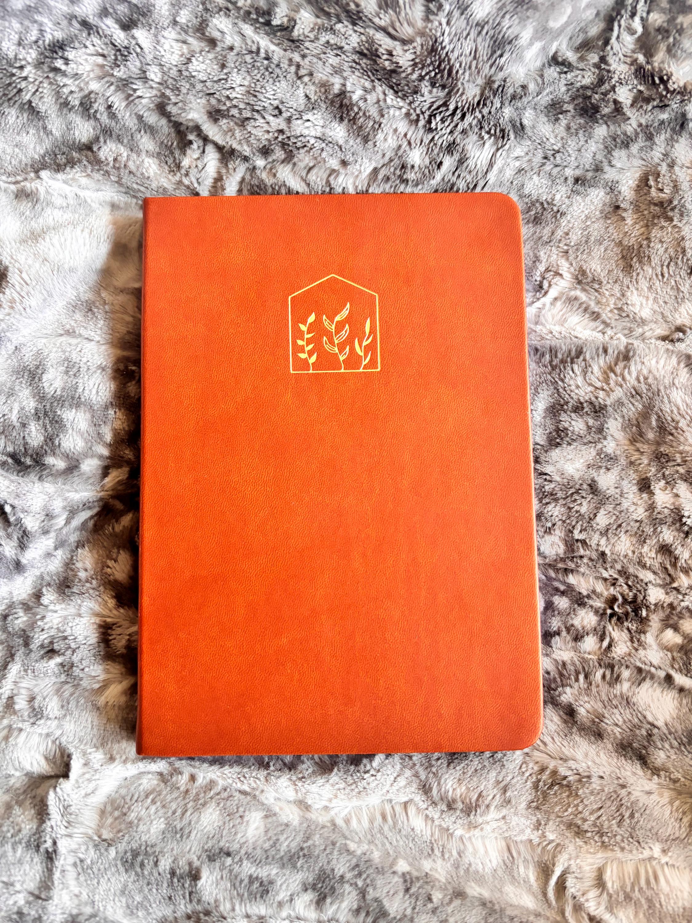 A5 Dot Grid Vegan Leather Journal: Botanical Light Gold Foil Design