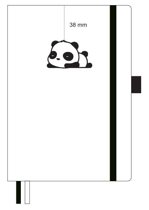 A5 Dot Grid Blackout Vegan Leather Journal: Panda with Black Foil Design