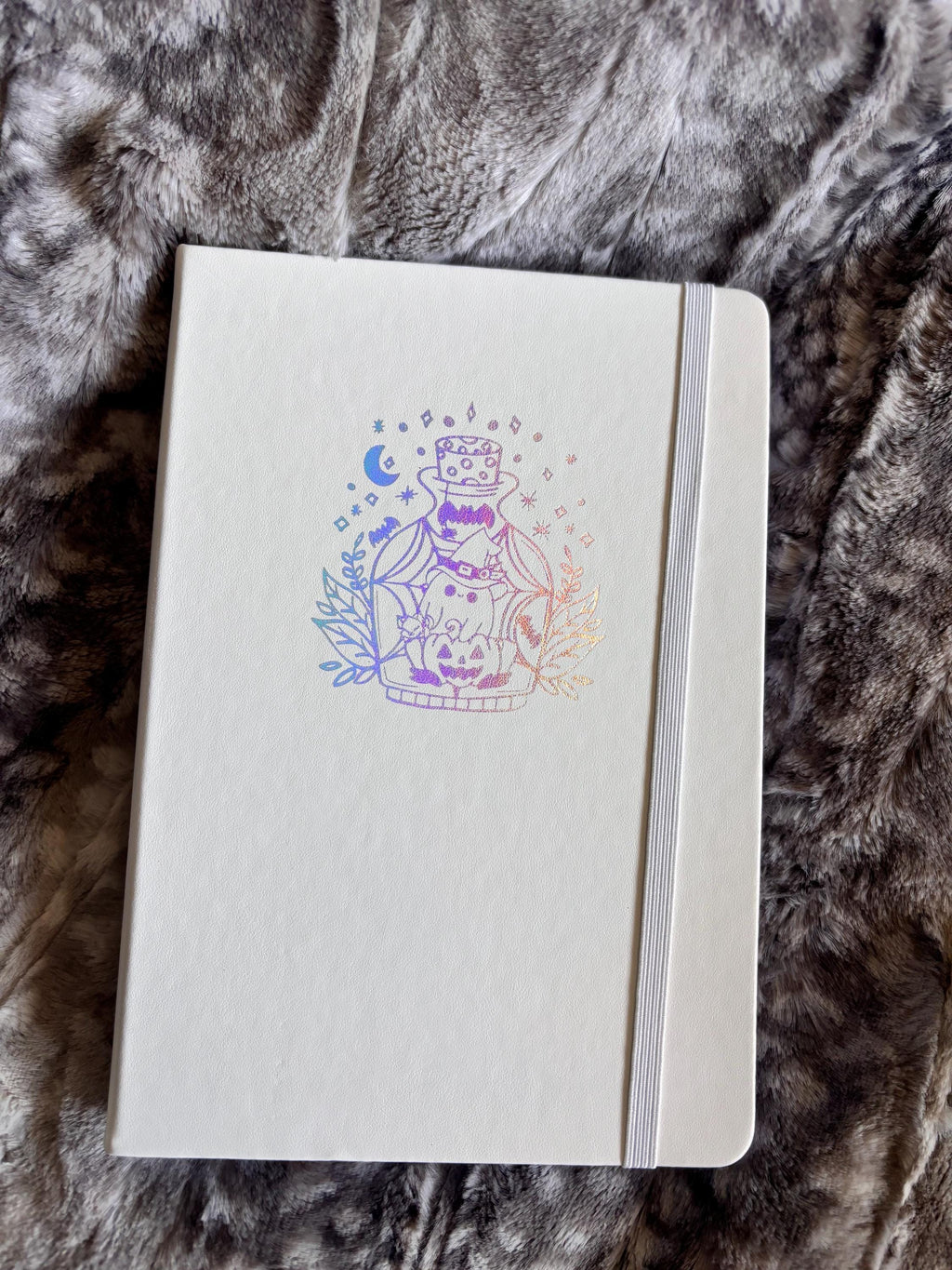 Holographic Ghost Notebook: Vegan Leather A5 Dot Grid Journal