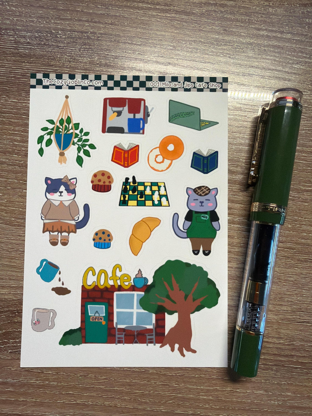 Milo & Jips Cafe Shop Journal Stickers | Planner Stickers - Hand Drawn by TheCozyGoblinCo