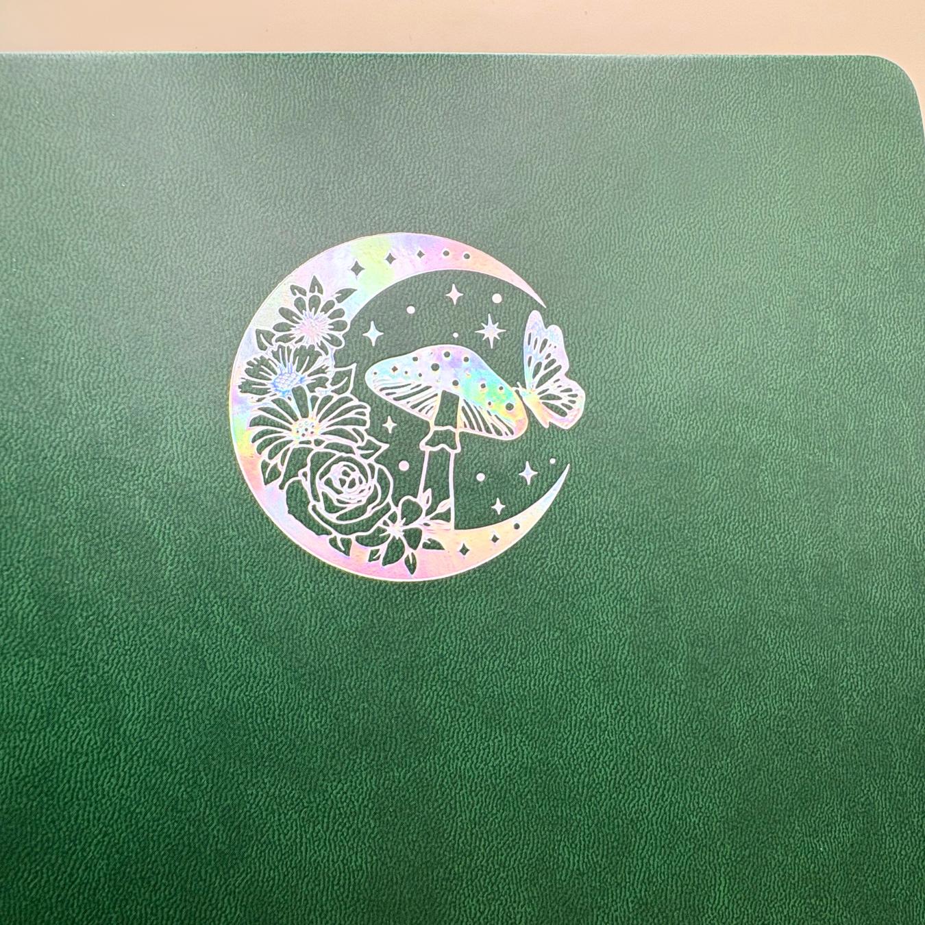 Mystical Moon Journal: Silver Holo Foil Dot Grid Notebook