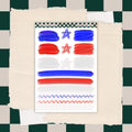 Red White Blue Star Smears Journal Stickers | Planner Stickers