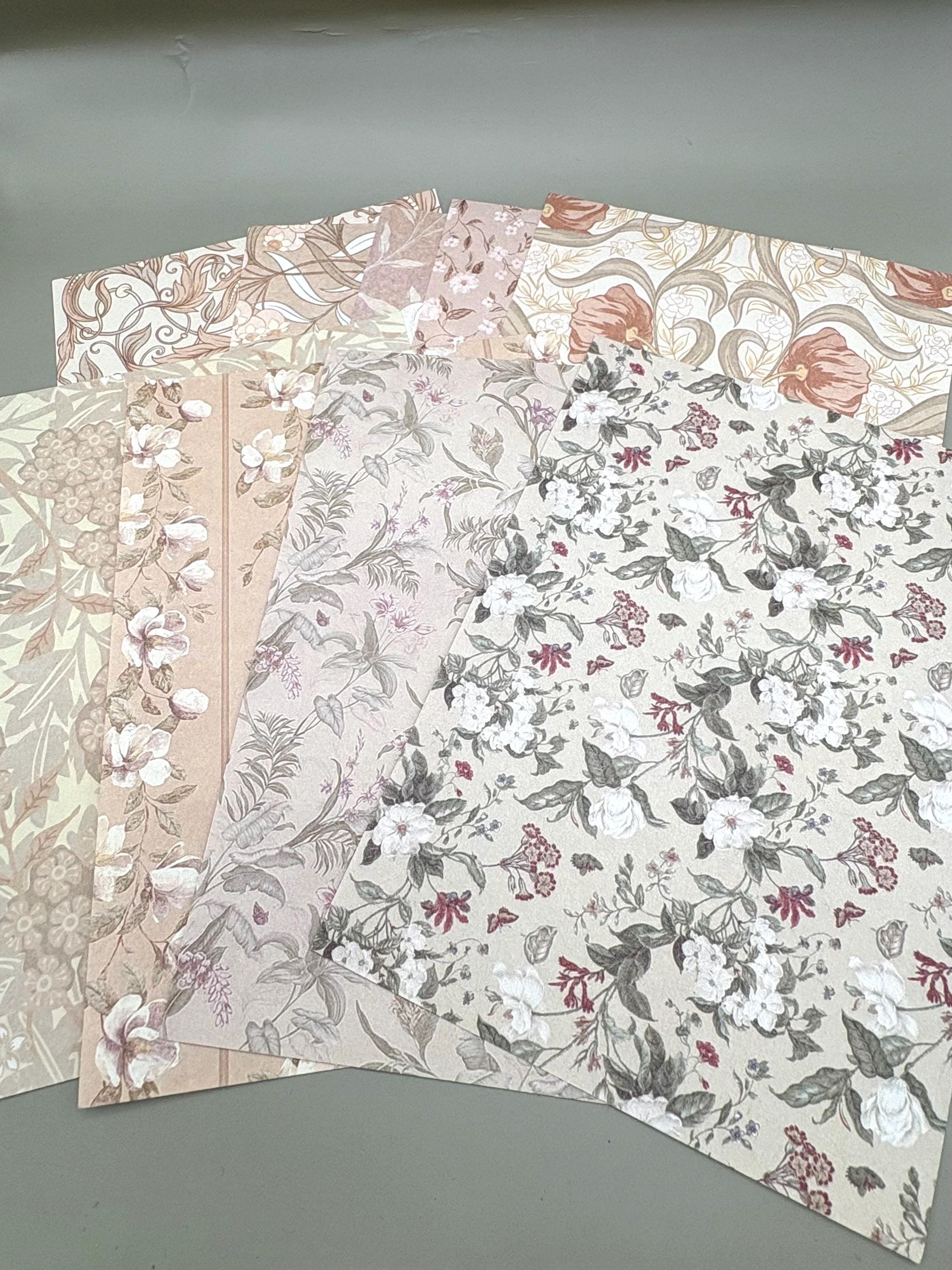 Floral Ephemera Stickers and Papers Bundle (Brown)