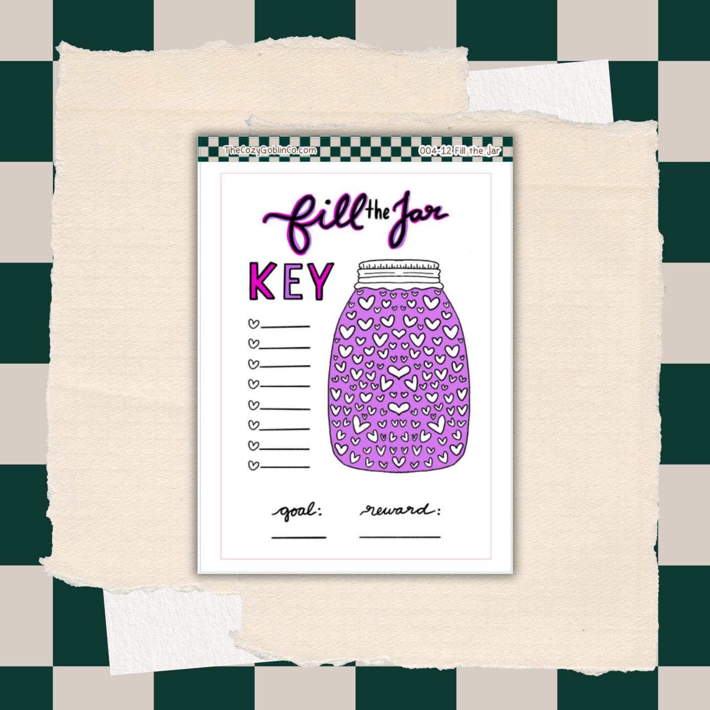 Fill the Jar Goal Tracker Stickers | Habit Reward Chart Page