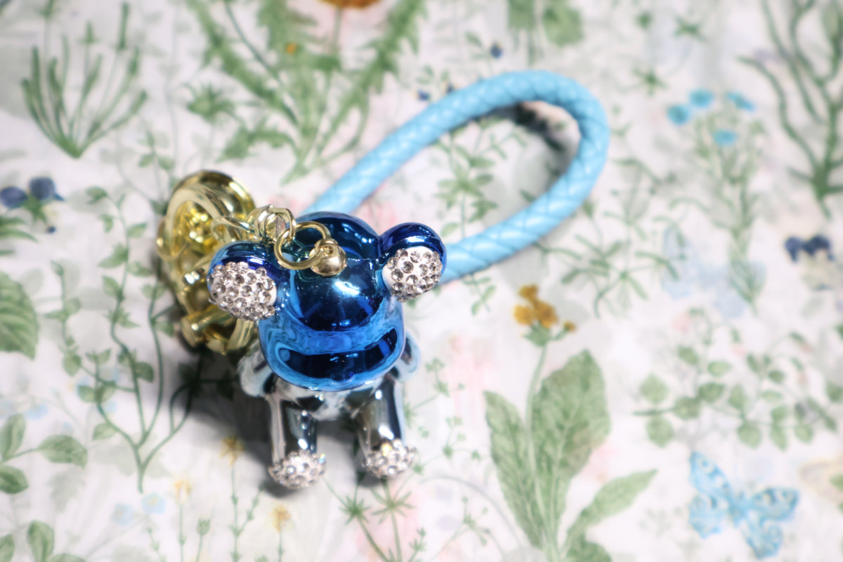 Blue Metallic Bear Keychain