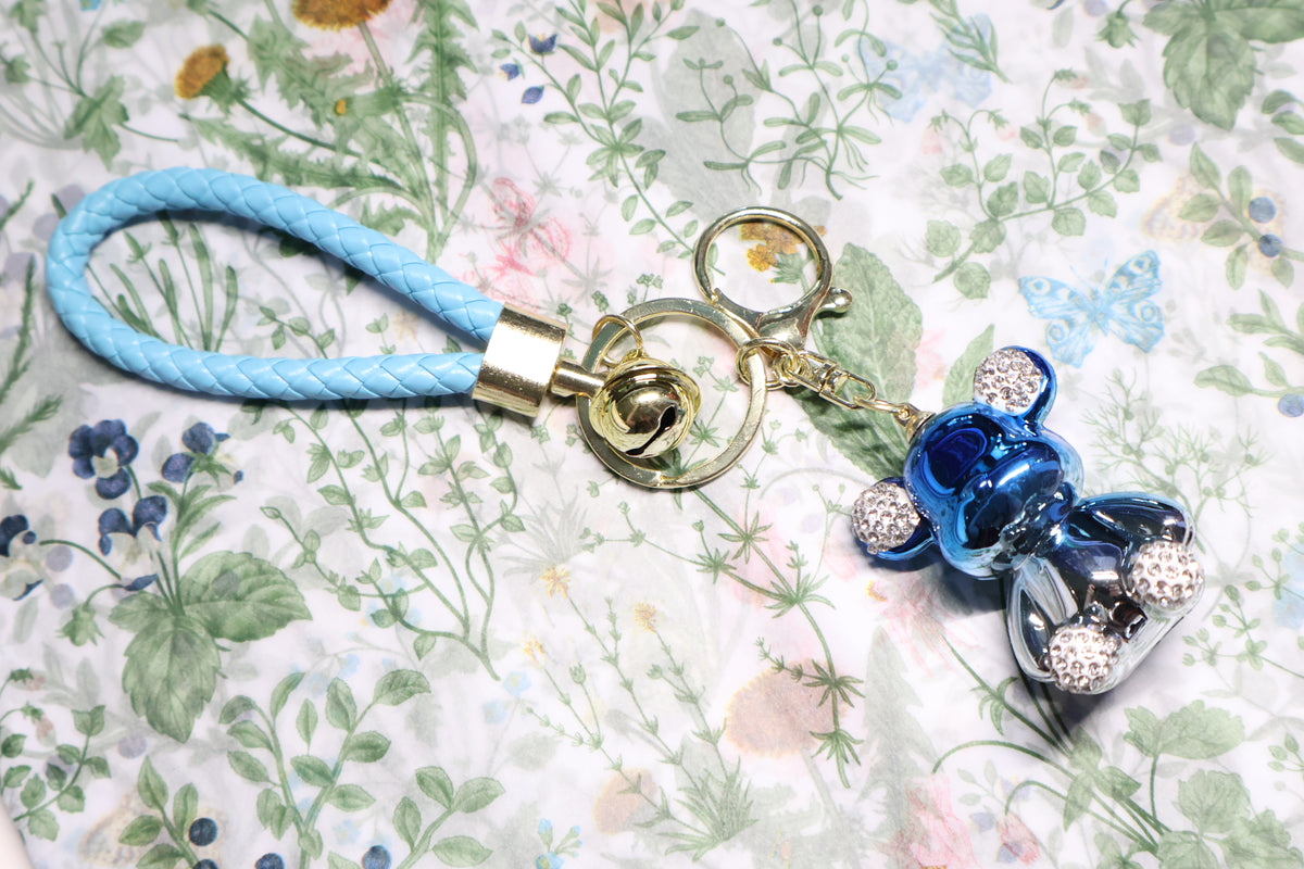 Blue Metallic Bear Keychain