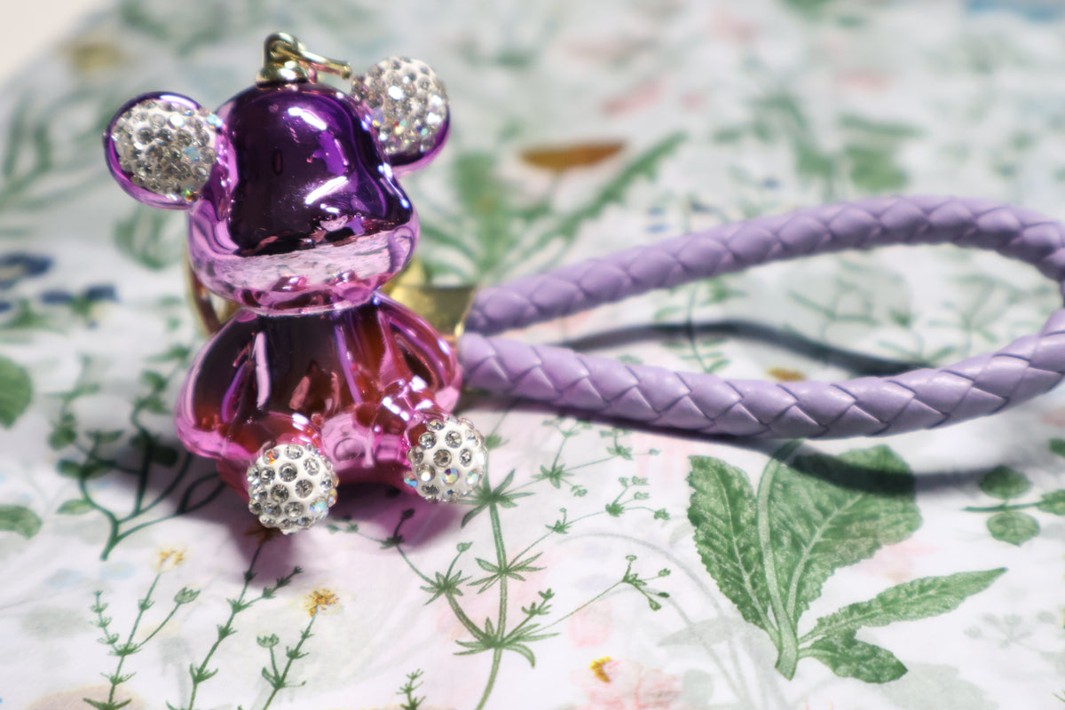 Pink Metallic Bear Keychain