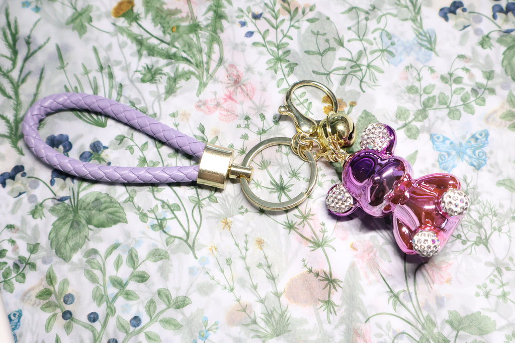 Pink Metallic Bear Keychain