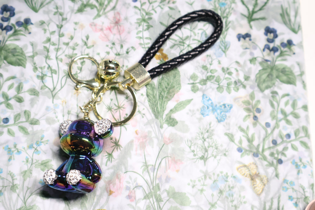 Oil Slick (Rainbow) Metallic Bear Keychain