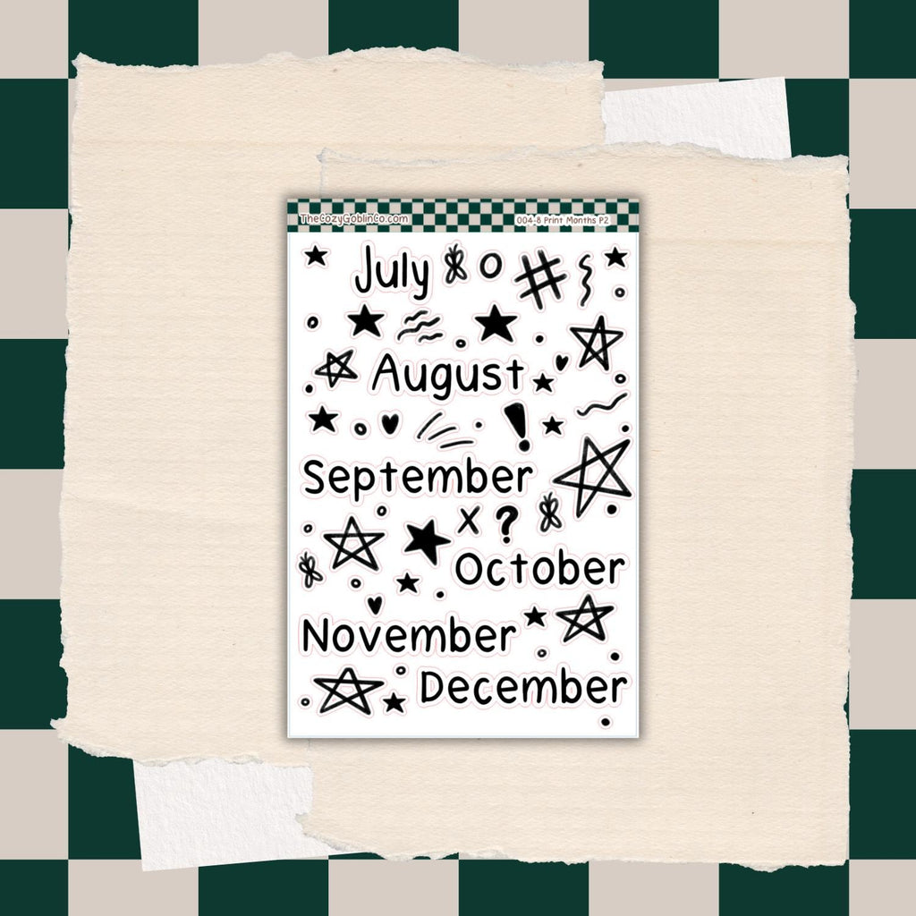 Hand-Drawn Monthly Stickers | Whimsical Planner & Journal Accents