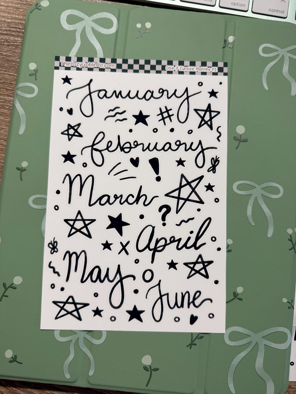 Cursive Monthly Stickers | Hand-Drawn Journal Planner Accents
