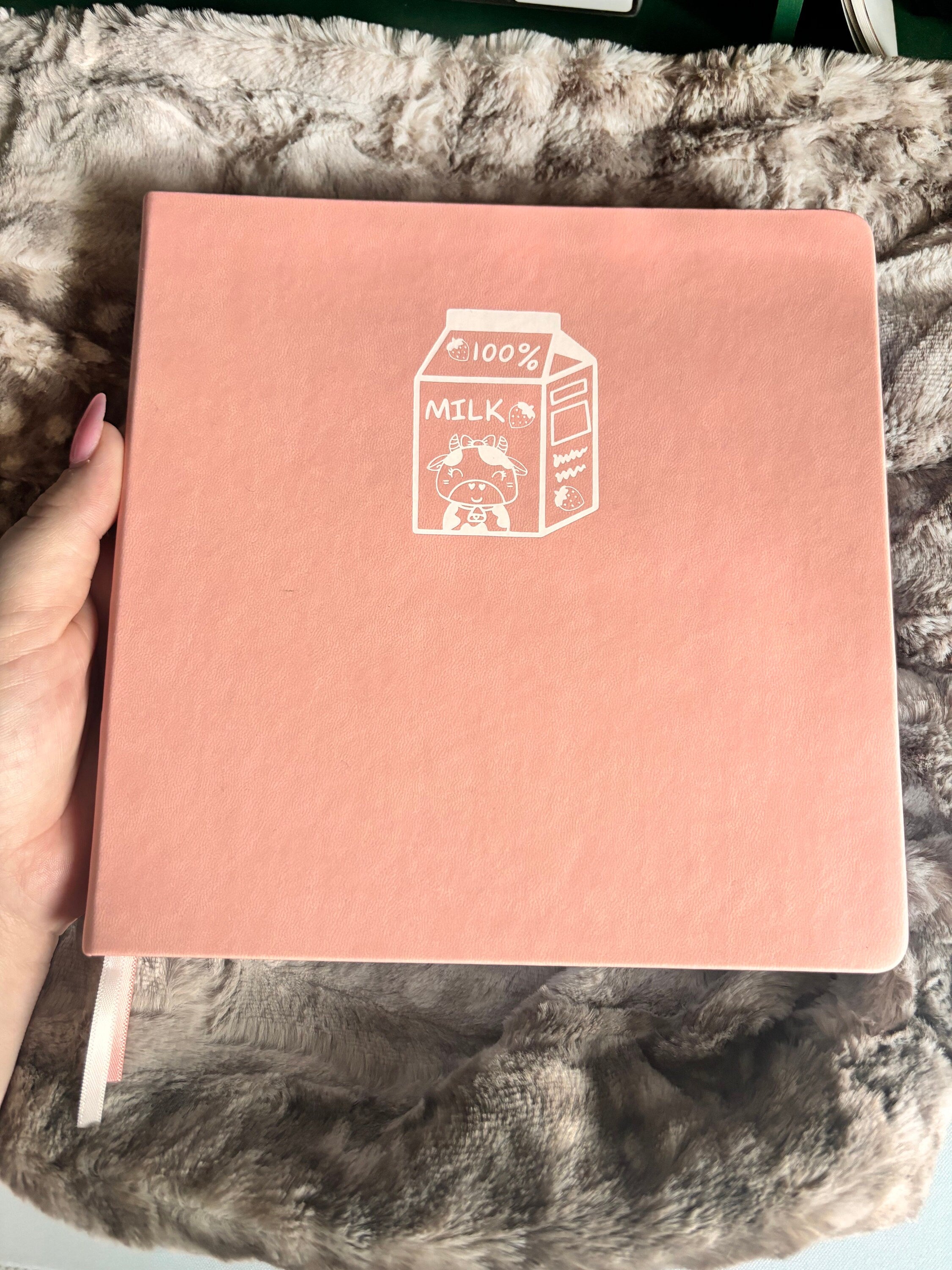 Strawberry Milk Cow Square Dot Grid Journal | 160gsm Notebook