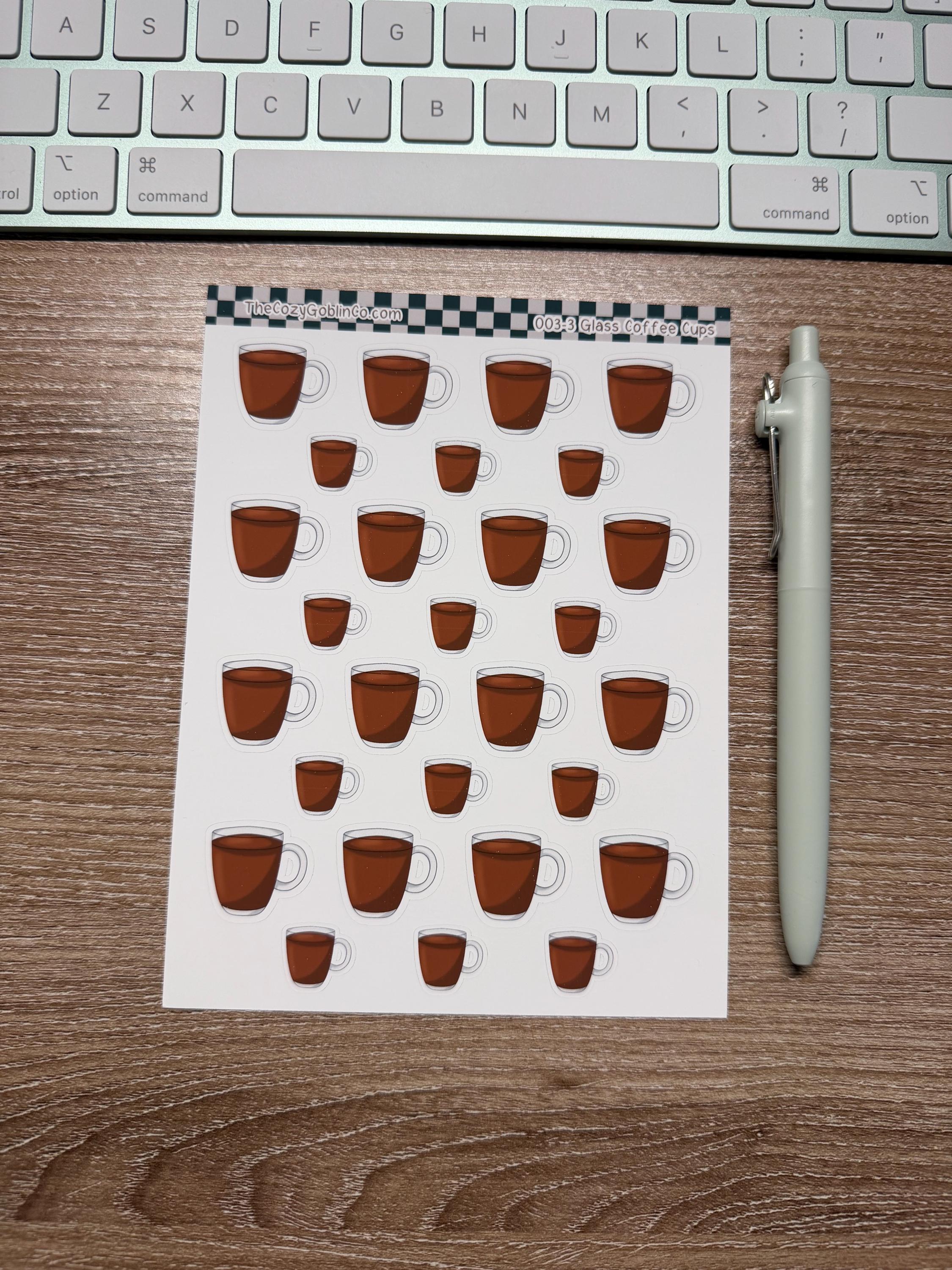 Glass Coffee Cup Journal Stickers | Planner Stickers