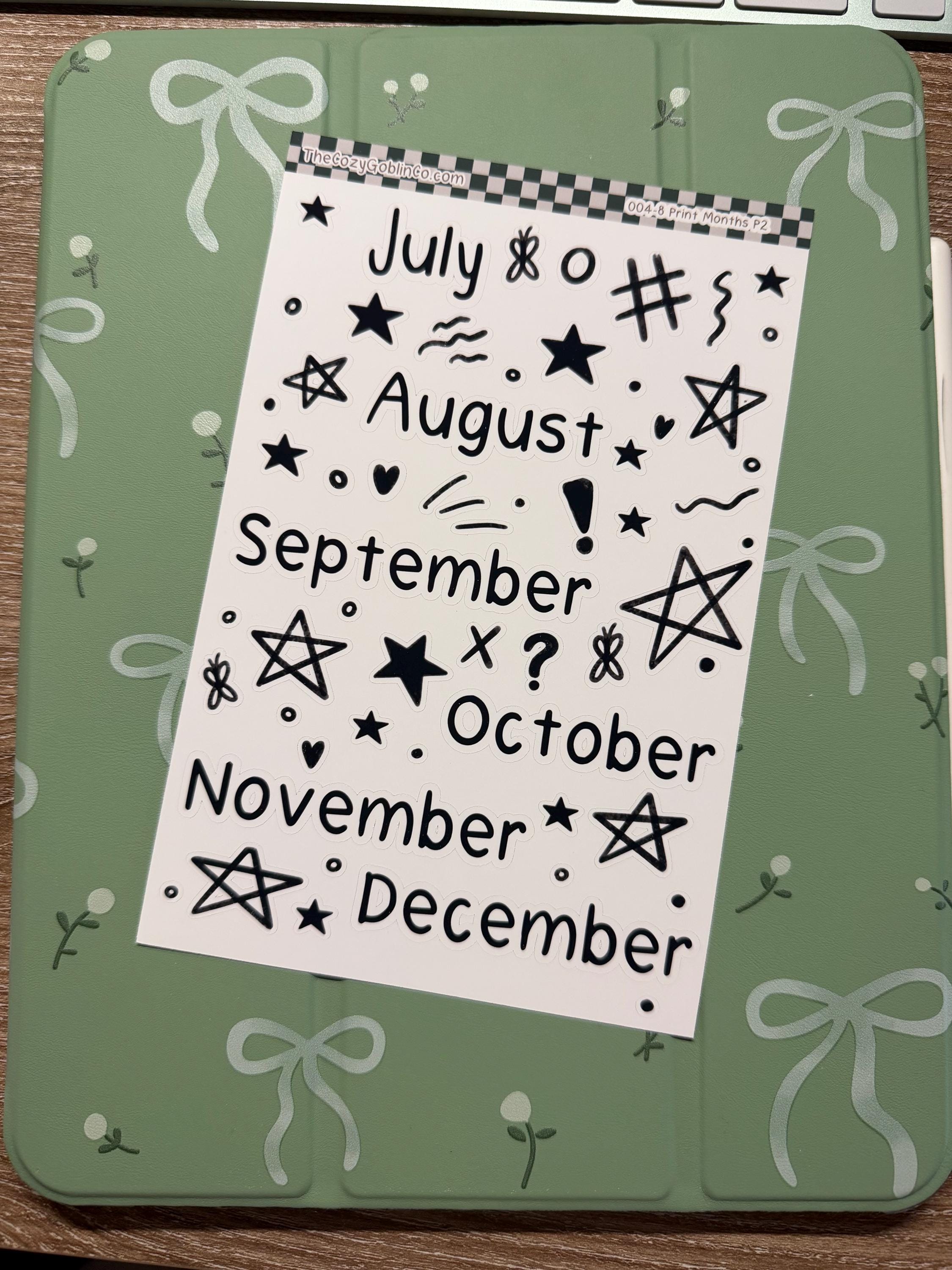 Hand-Drawn Monthly Stickers | Whimsical Planner & Journal Accents