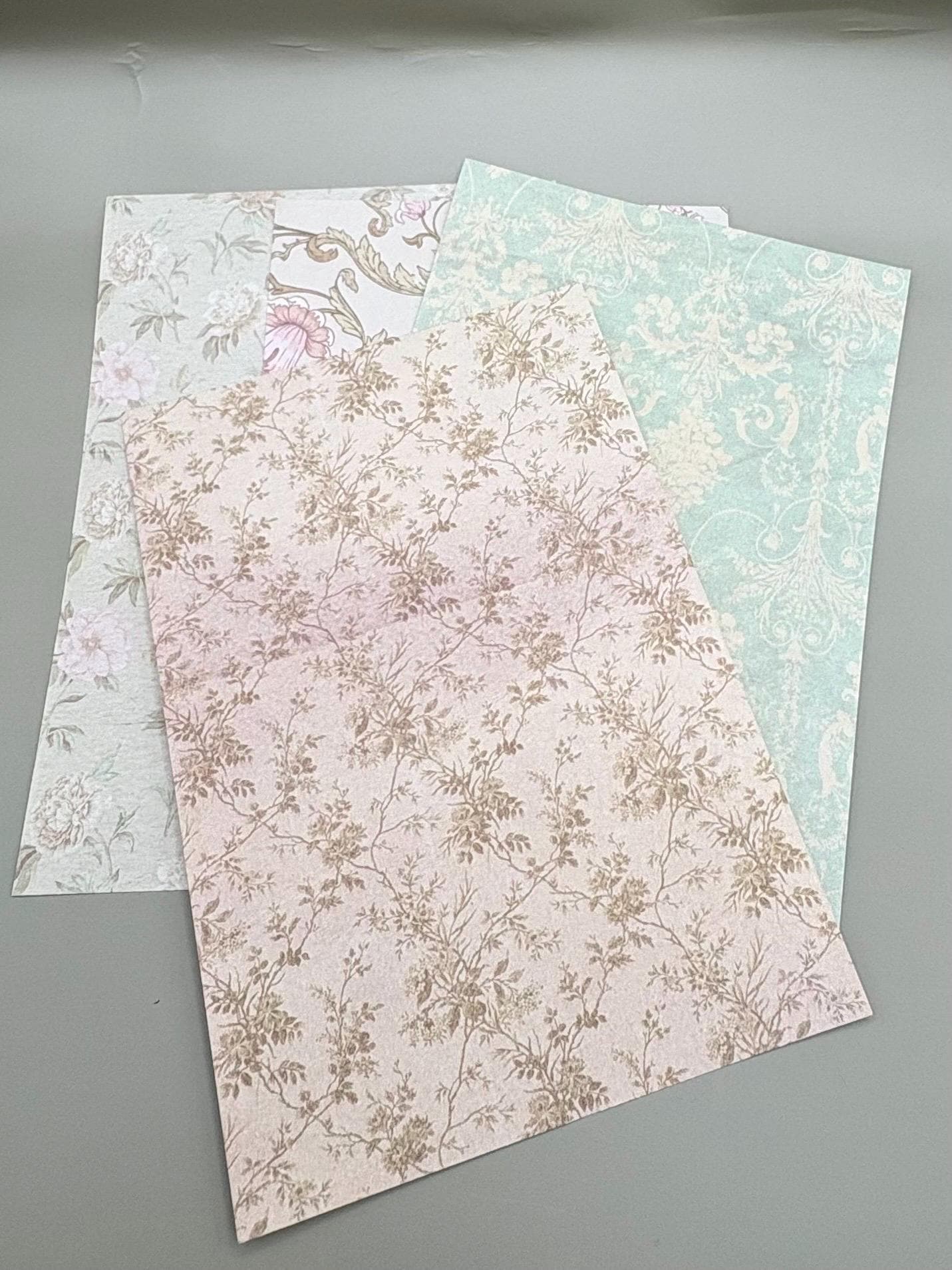 Floral Ephemera Stickers and Papers Bundle (Green)