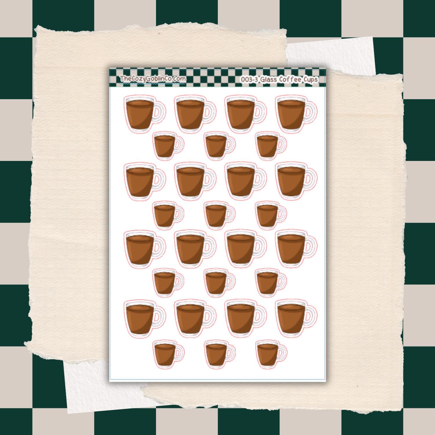 Glass Coffee Cup Journal Stickers | Planner Stickers