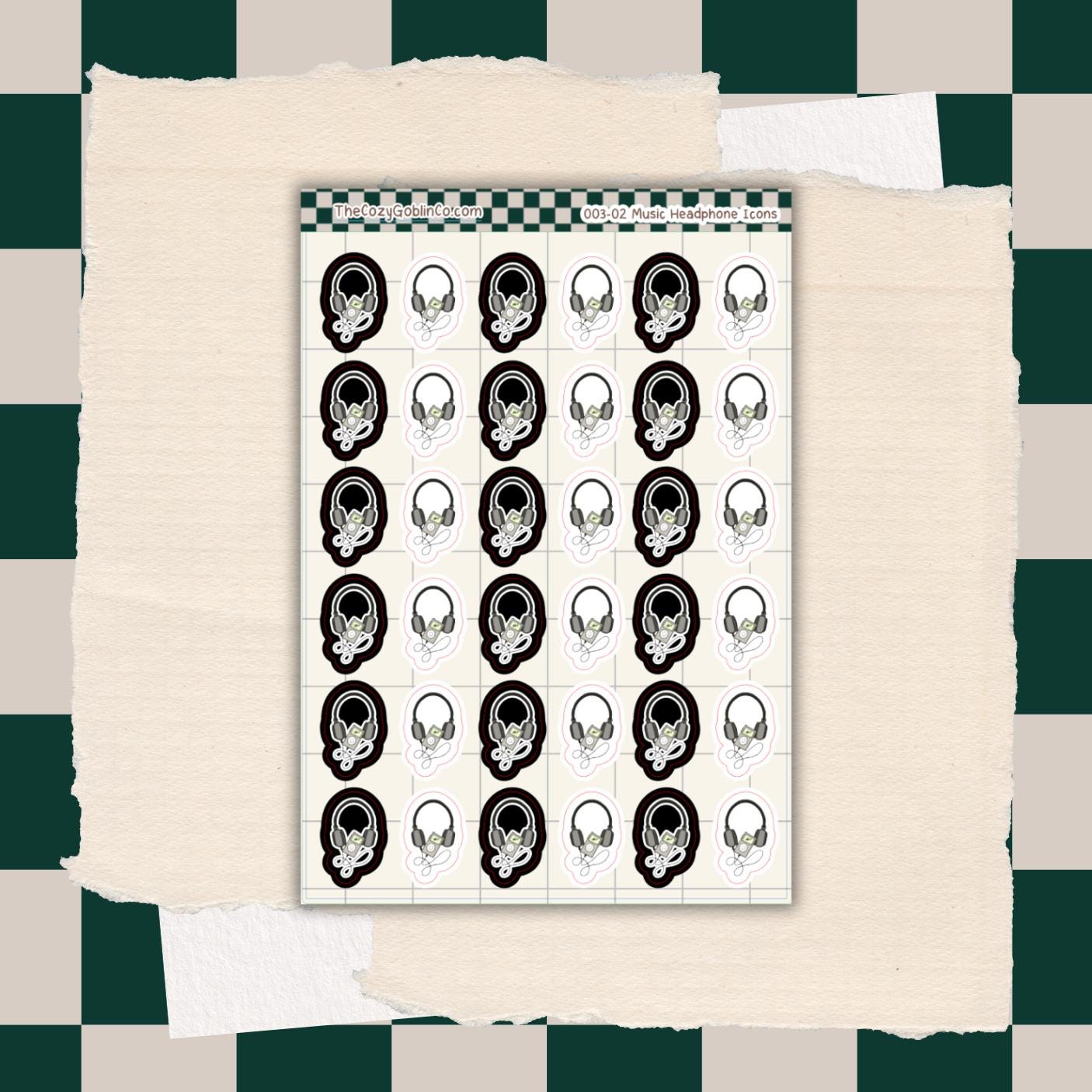 Music Headphone Icon Journal Stickers | Planner Stickers