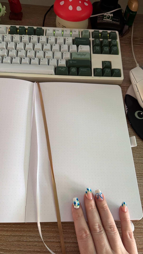 B5 Dot Grid Vegan Leather Journal: Thoughts in Bloom with white foil Design