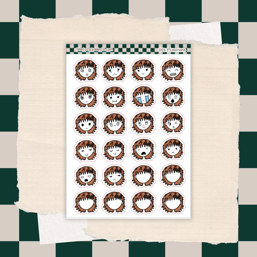 Hand-Drawn Emotion Girl Stickers – Journal & Planner Mood Tracking Set