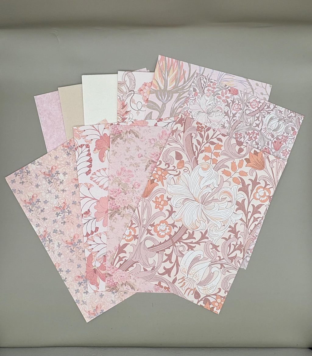 Floral Ephemera Stickers and Papers Bundle (Rouge)