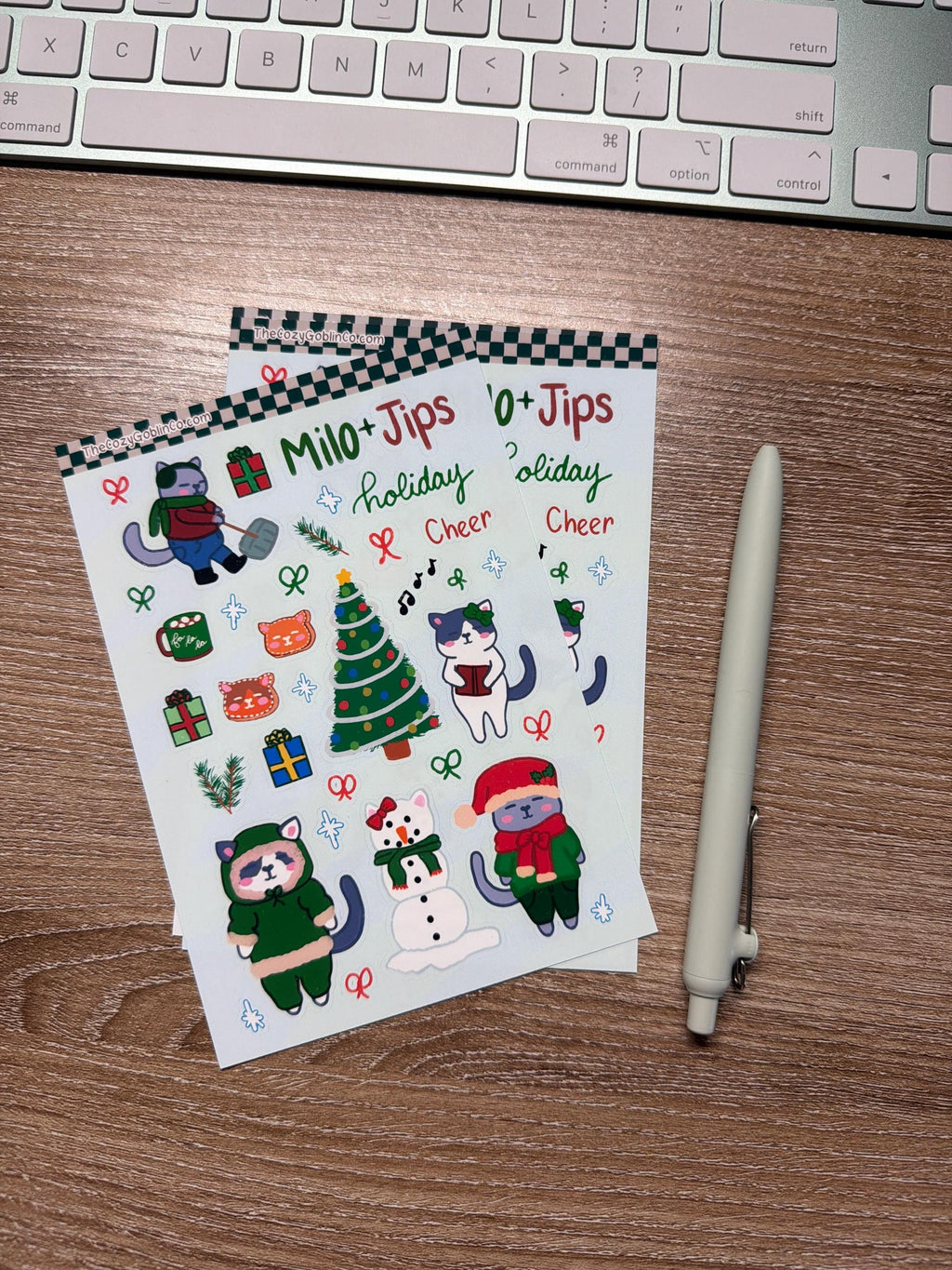 Milo & Jips Holiday Cheers Journal Stickers | Planner Stickers - Hand Drawn by TheCozyGoblinCo