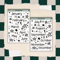 Hand-Drawn Monthly Stickers | Whimsical Planner & Journal Accents
